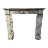 Louis XVI Style White Veined Carrara Marble Fireplace 19th Century