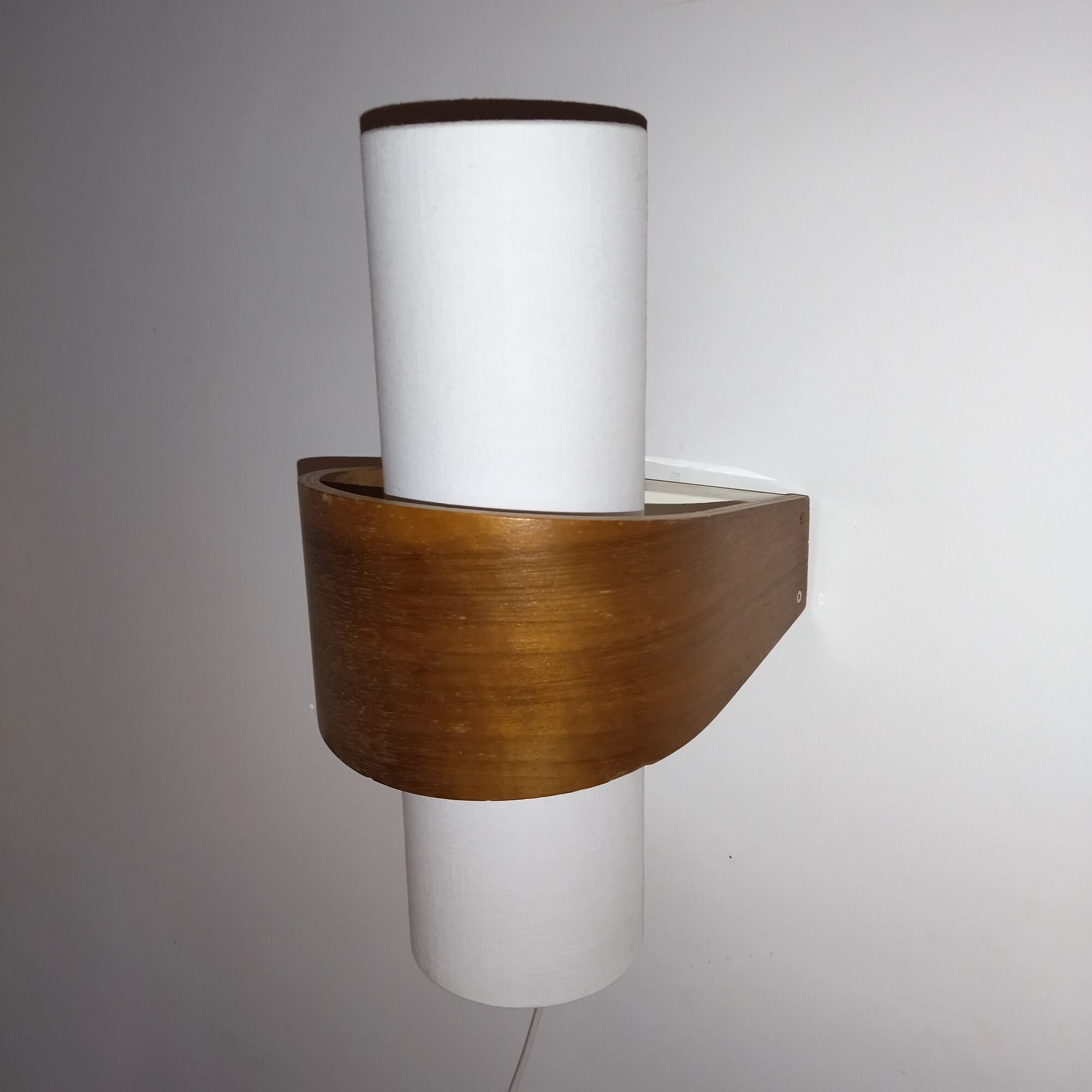 Paire d'appliques scandinave années 60 bois tissus