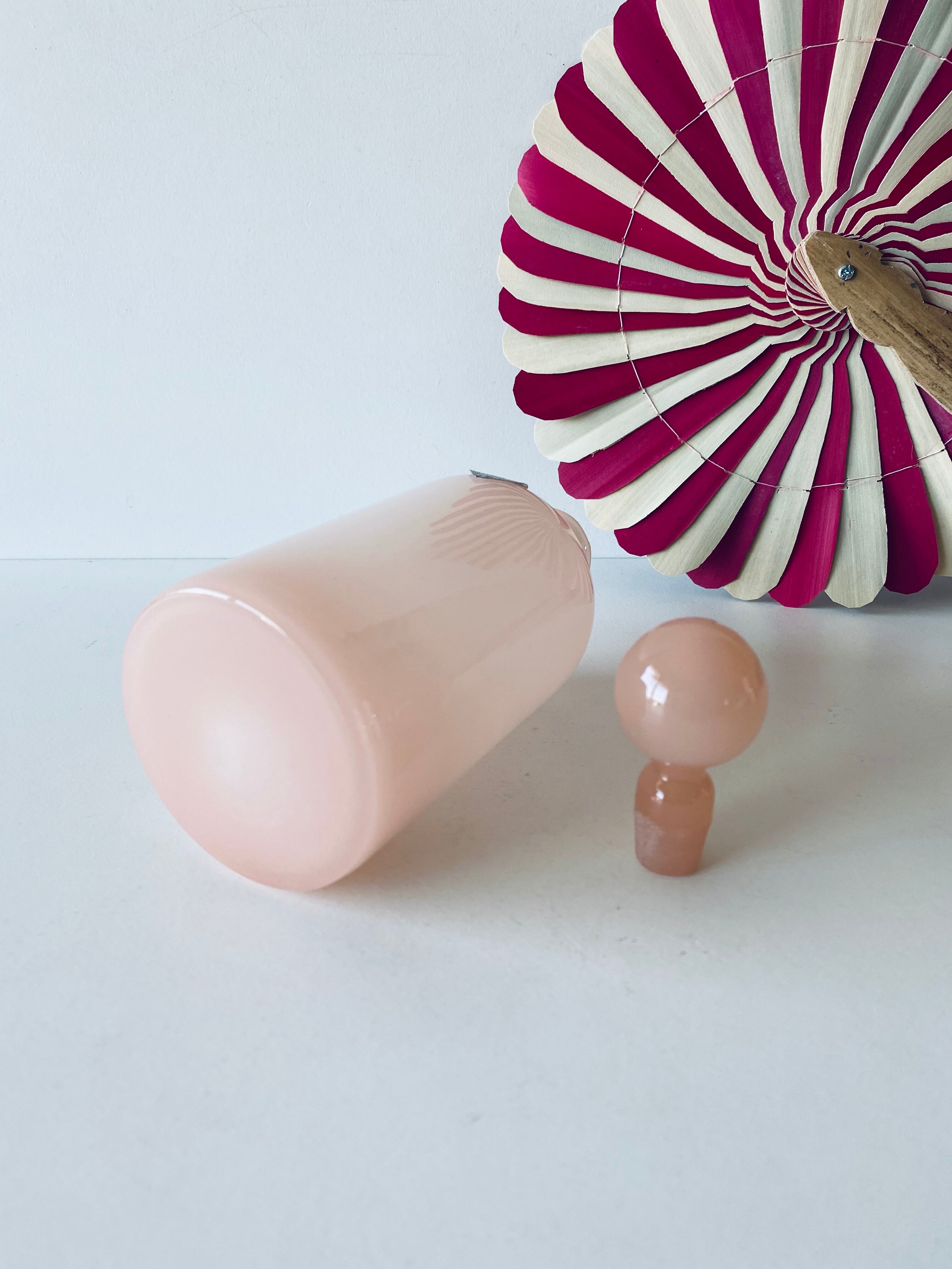 Powder pink opaline flask