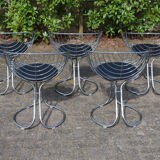Vintage Pan Am Chrome Chairs by Gastone Rinaldi for Rima, Set of 5