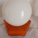 Bedside lamp in wood and opaline
