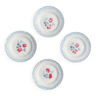 Set of 4 dinner plates in Digoin Sarreguemines earthenware, Marinette model