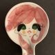 4 individual Italian ceramic stackable ashtrays with women's faces