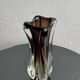 Vase en verre art vintage de style Murano Sommerso, en ambre et transparent
