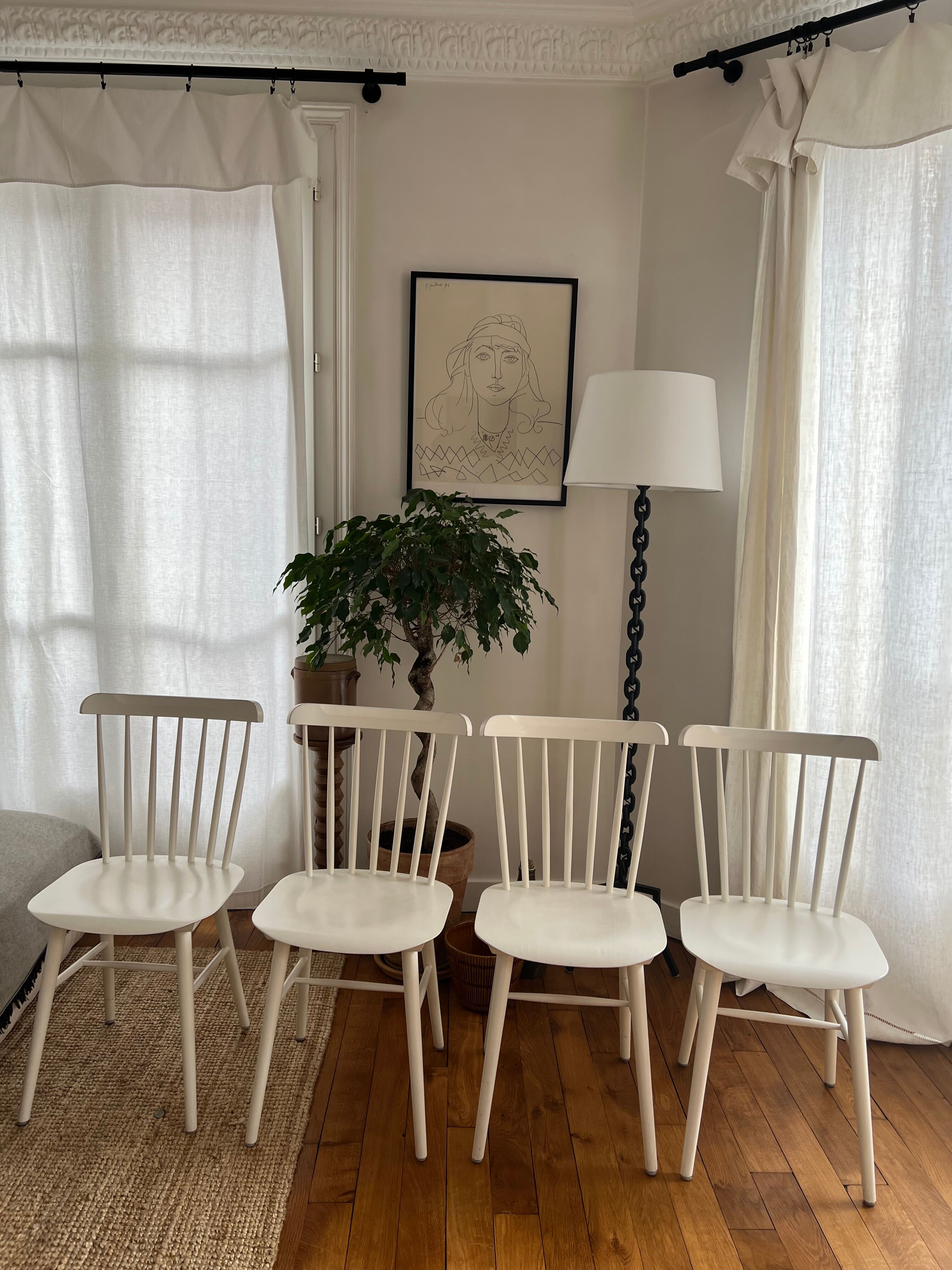 Lot de 4 chaises ivy signées Ton blanches