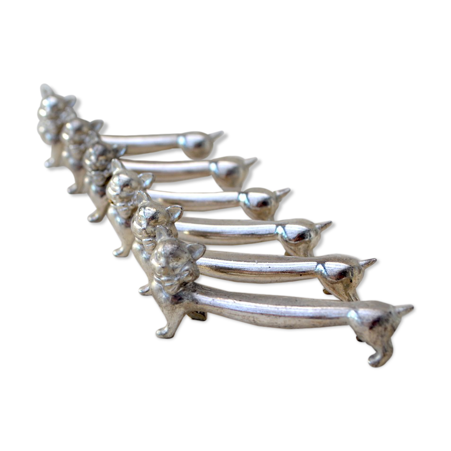 6 silver cat knife rests