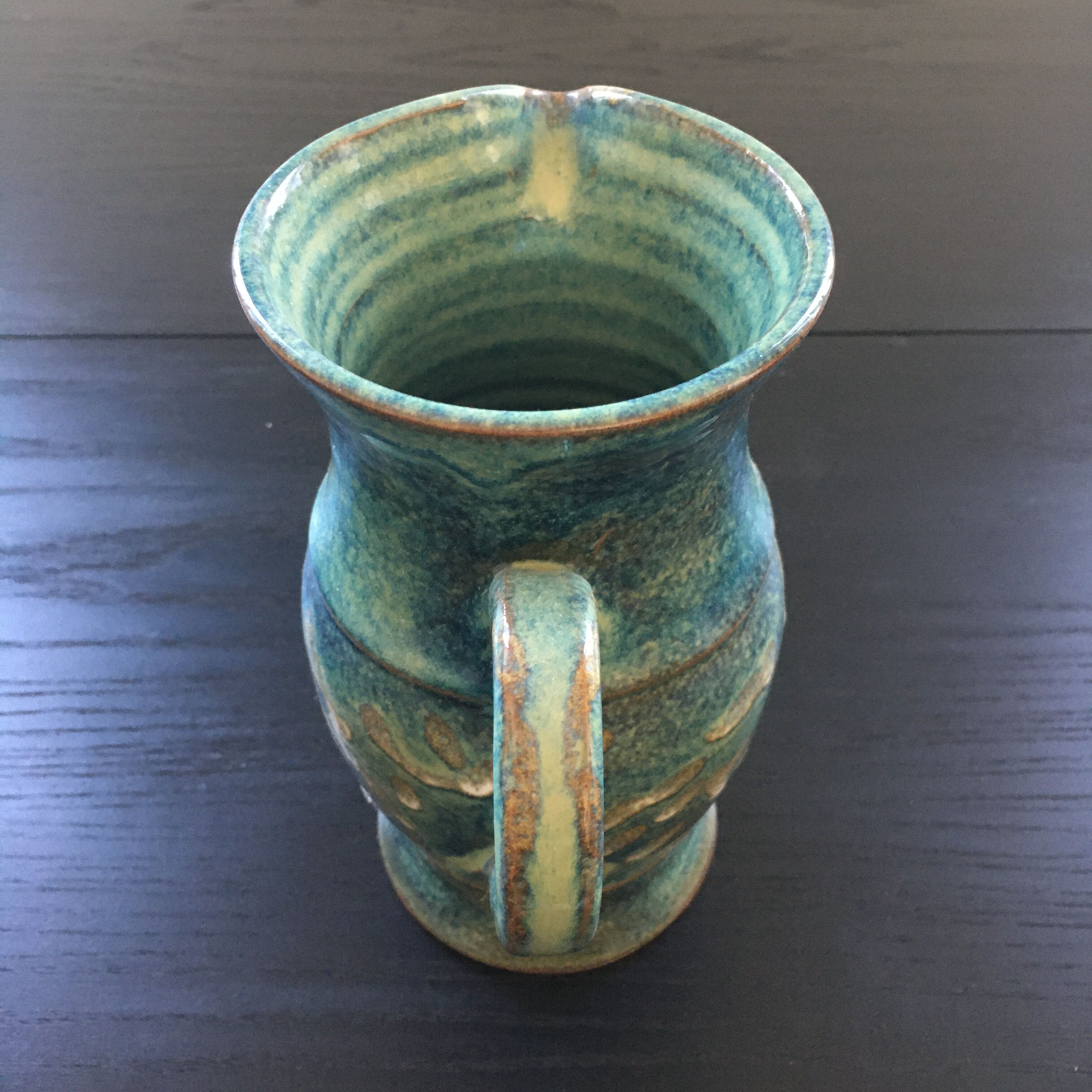 Pitcher blue green decoration peas