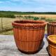 Lot de 4 cache pots en rotin vintage 