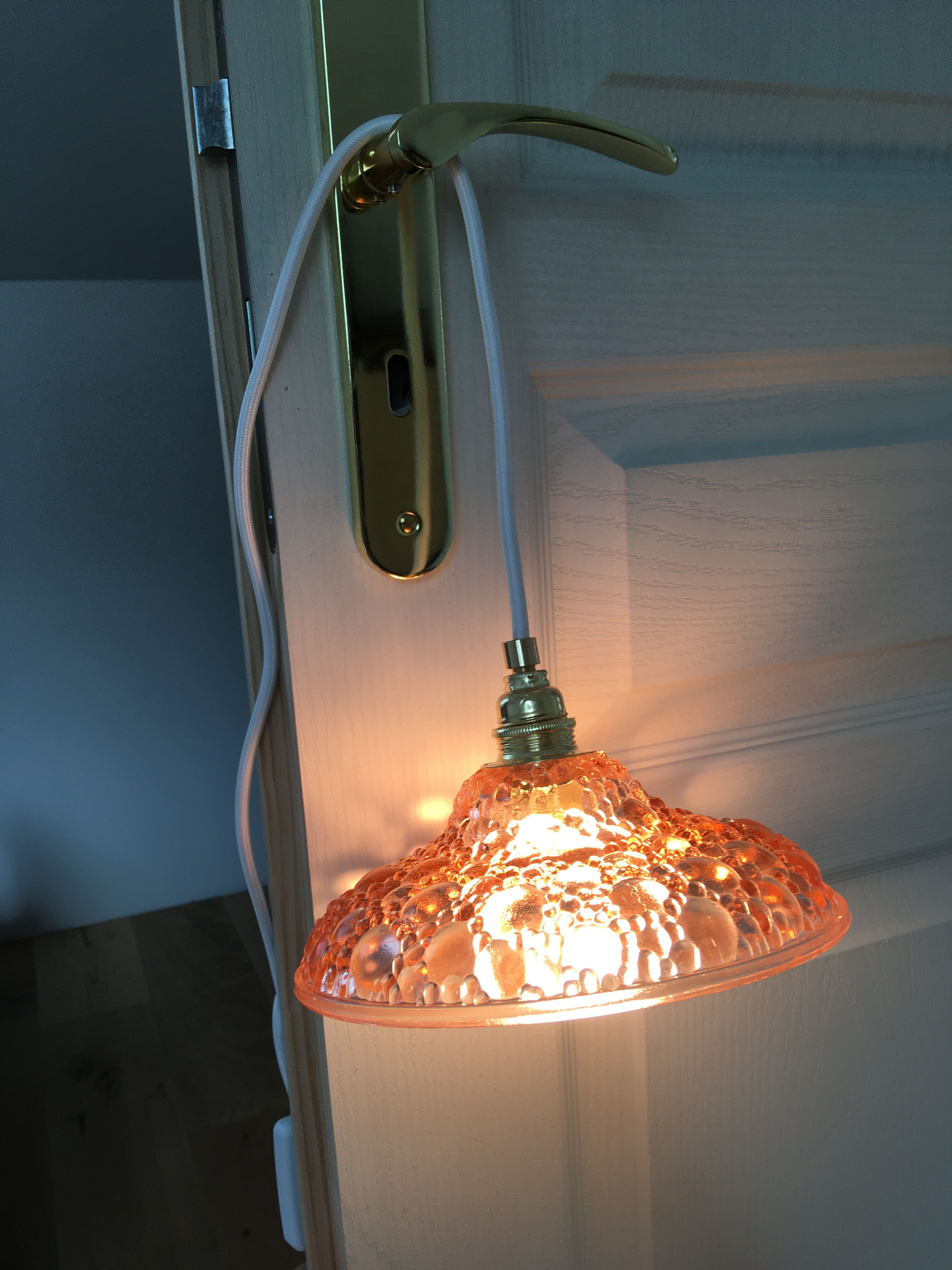 Bubble pink glass walking lamp