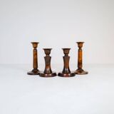 Mid-century set of 4 birch candlesticks by Carl Malmsten, Sweden, 1960s.