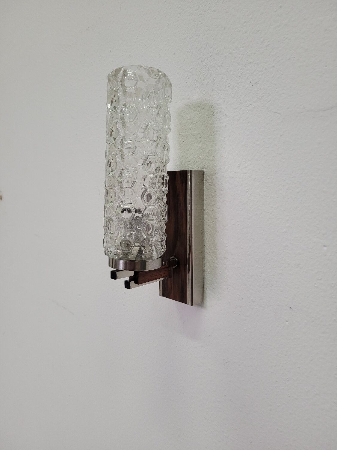 Vintage Scandinavian wall lamp in rosewood and glass 1960s