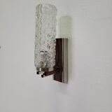 Vintage Scandinavian wall lamp in rosewood and glass 1960s