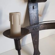 Duo of wrought iron wall lamps by Jean Touret Atelier Marolles