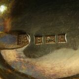 6 mocha spoons in solid silver vermeil and enamelled silver lion passant