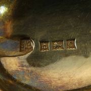 6 mocha spoons in solid silver vermeil and enamelled silver lion passant