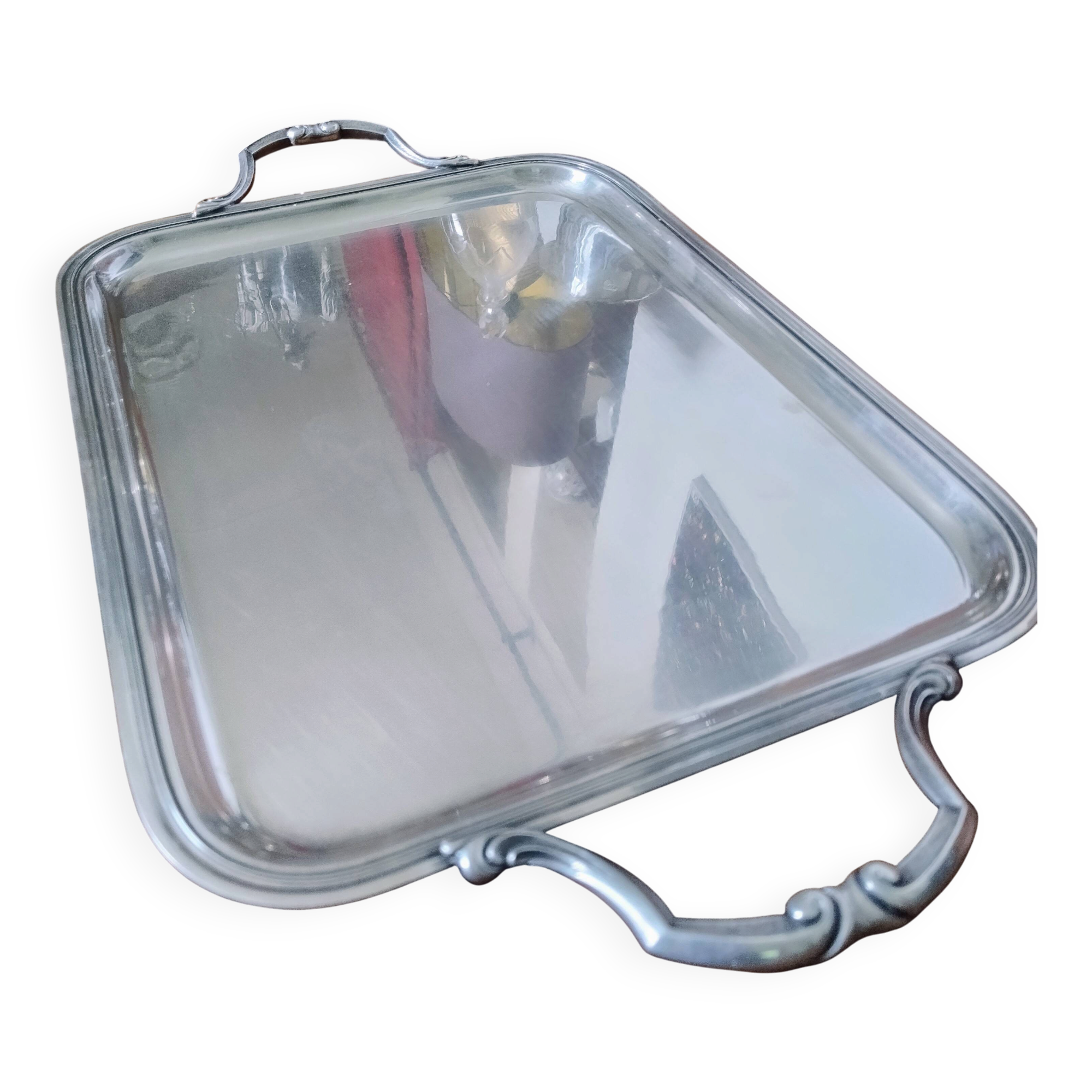 Antique silver-plated serving tray / 60 cm / 45 cm, hallmarks