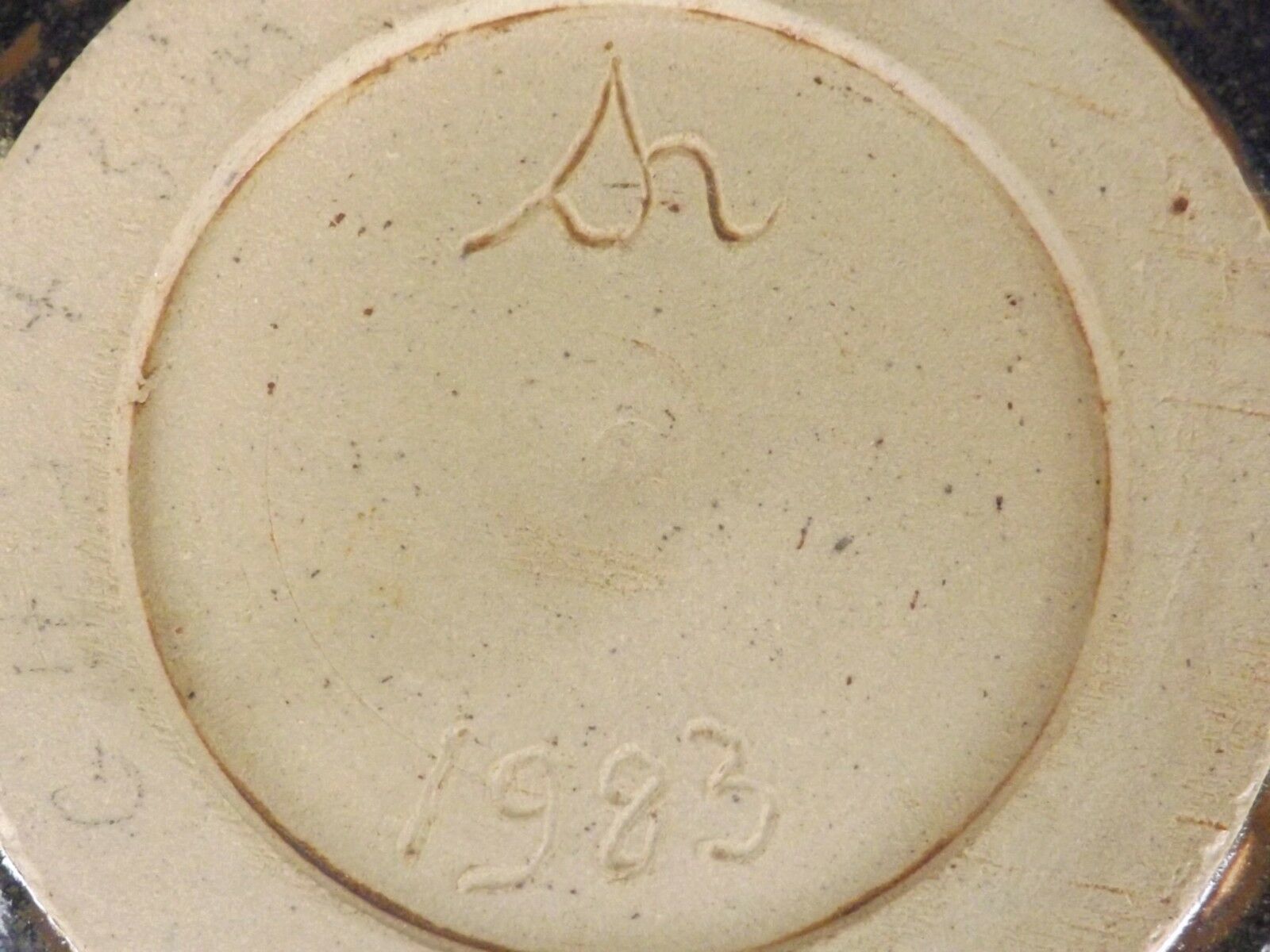 1983 sandstone cut enamels shiny and glaze cooking inside Bullée,Signed