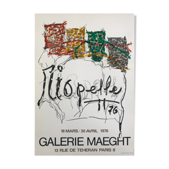 Affiche originale d'exposition de jean-paul riopelle, galerie maeght, 1976