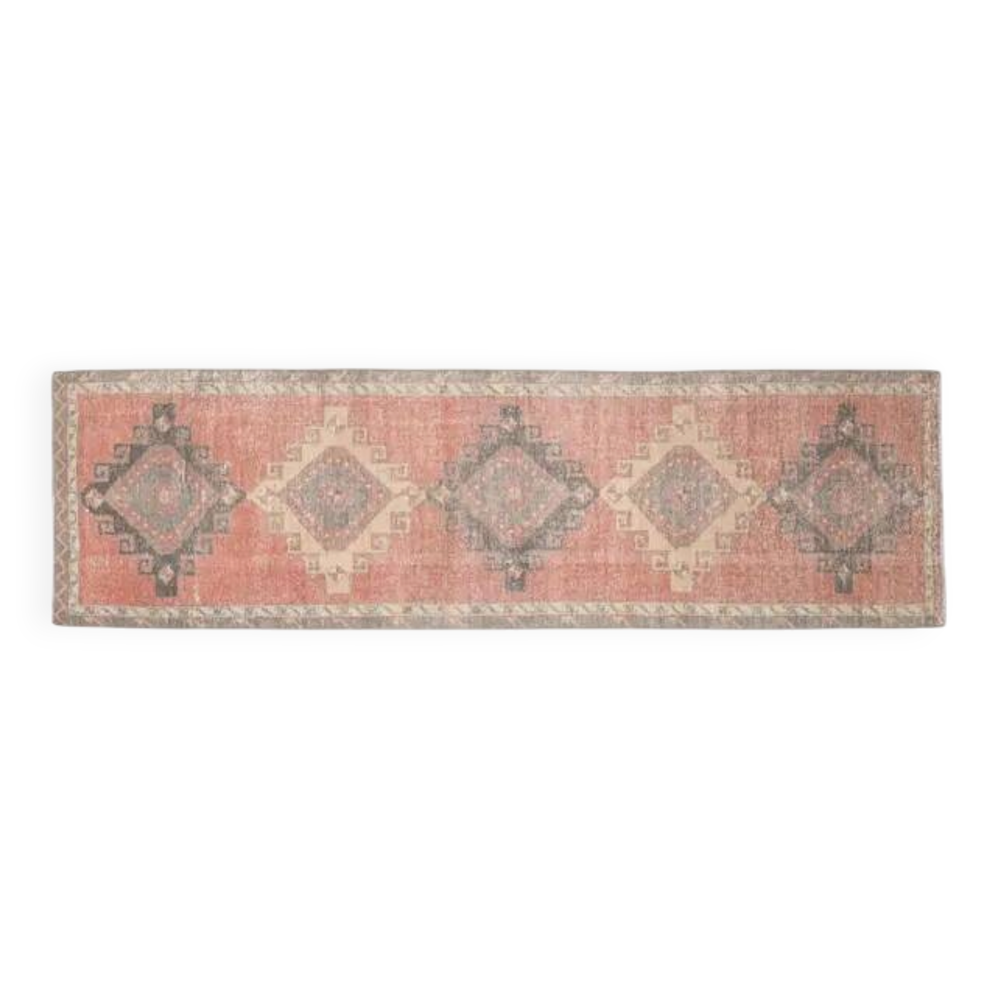 Turkish Vintage Runner 70's Runner, Geometric Runner 100x360