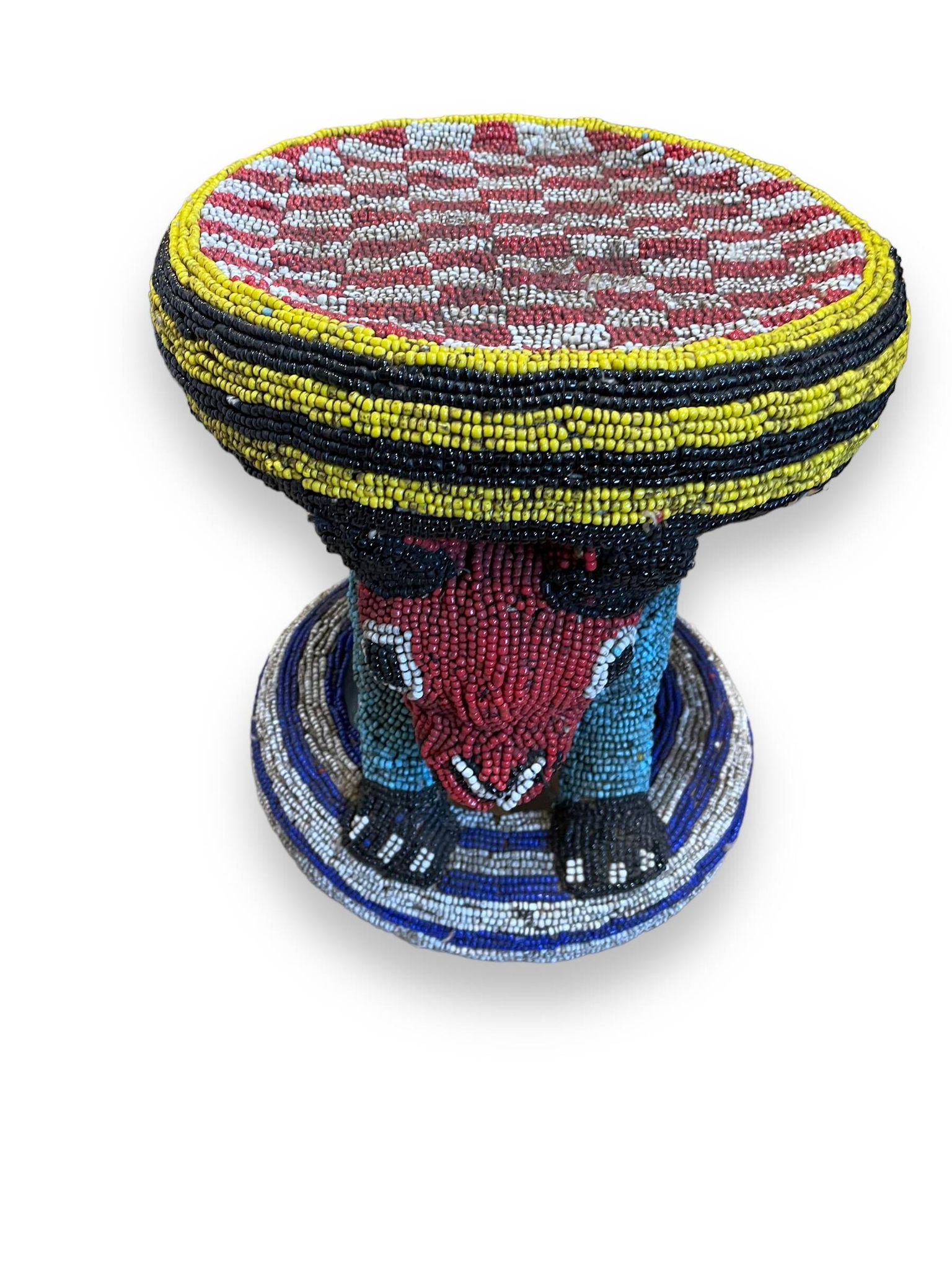 Zoomorphic beaded coffee table stool