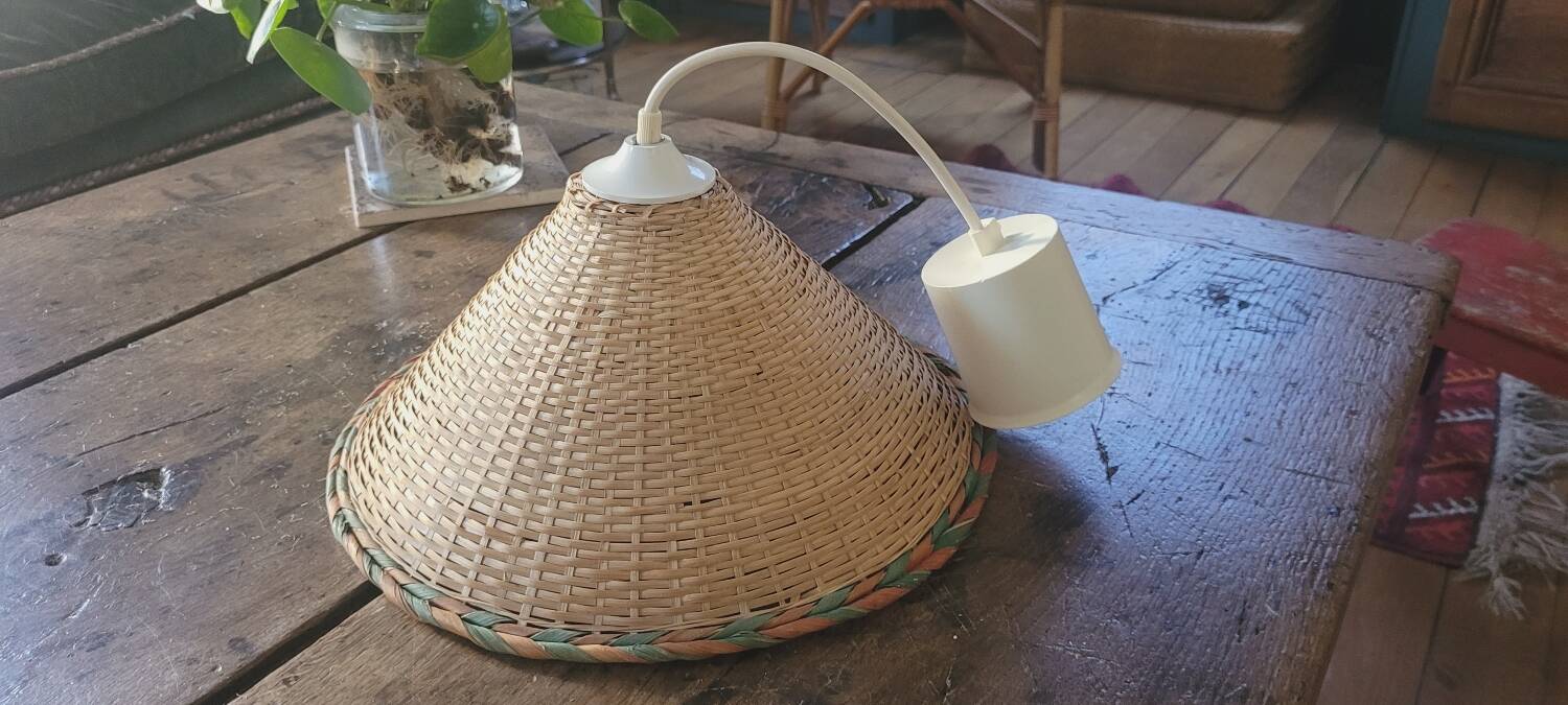 70s rattan pendant light