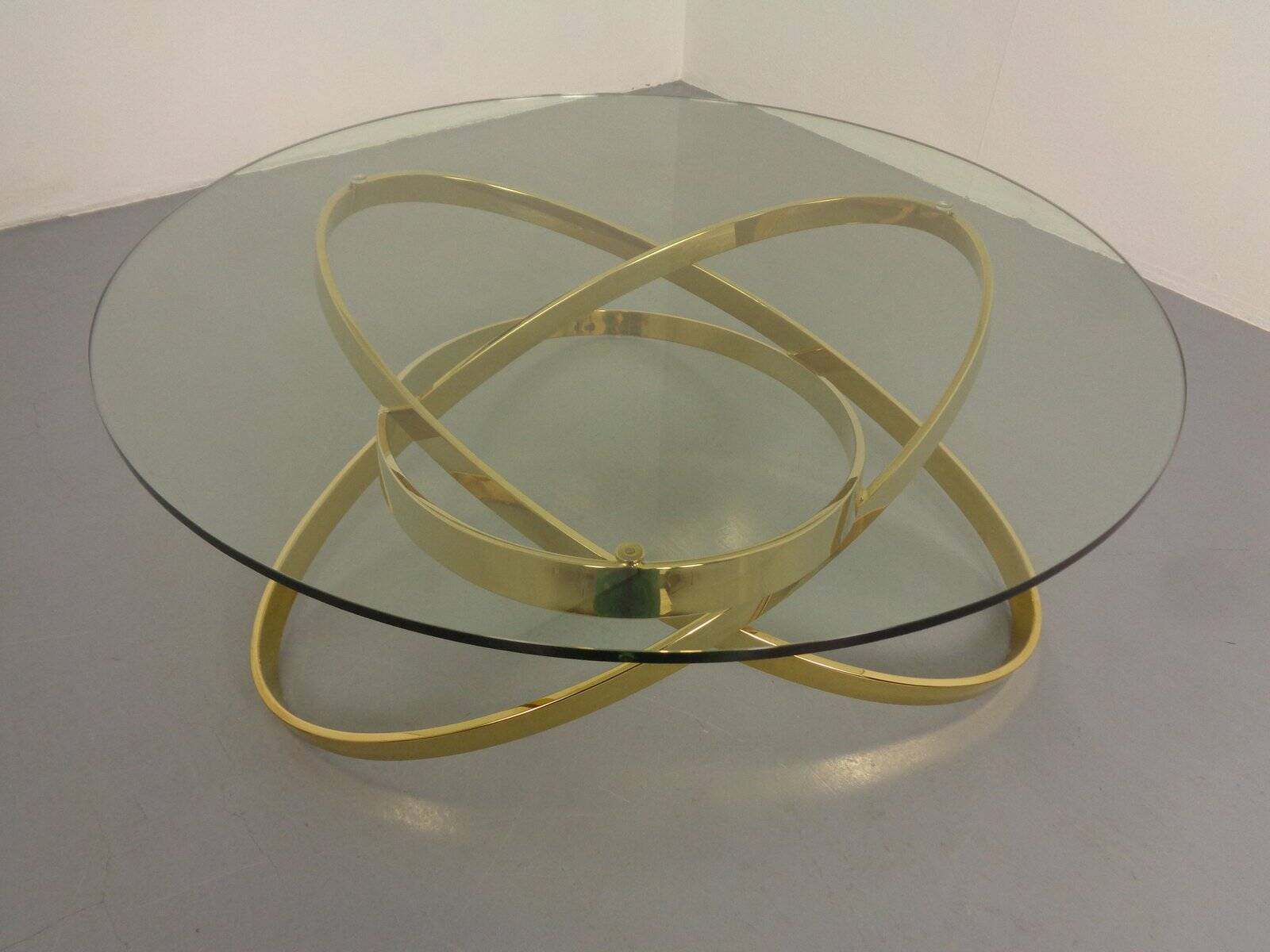 Golden glass coffee table, 1970s