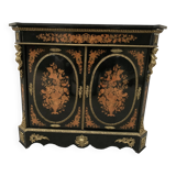 Meuble Napoléon III en bois noir et marqueterie de bois clair XIX siècle