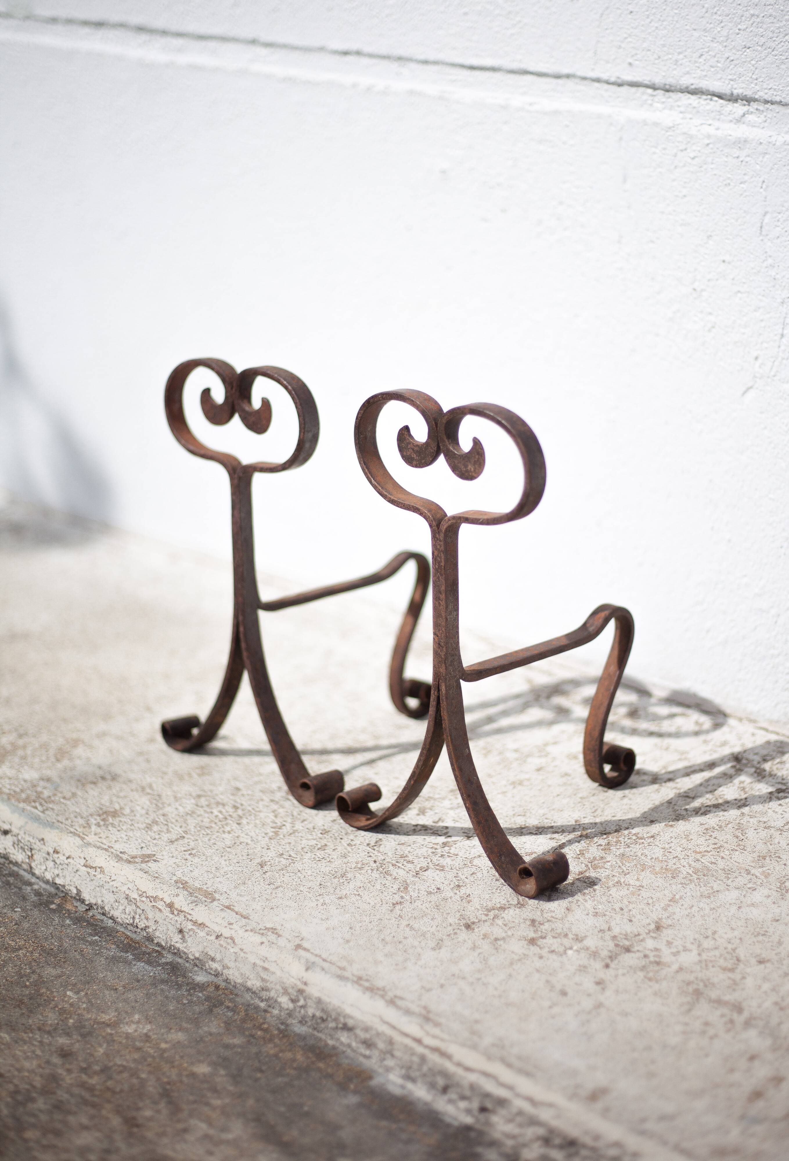 Wrought iron fireplace andirons