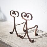 Wrought iron fireplace andirons