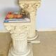 Pair of columns, corinthian style capitals in travertine, italy 1940s
