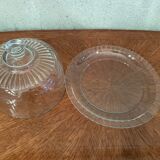 Bell and plate in transparent glass