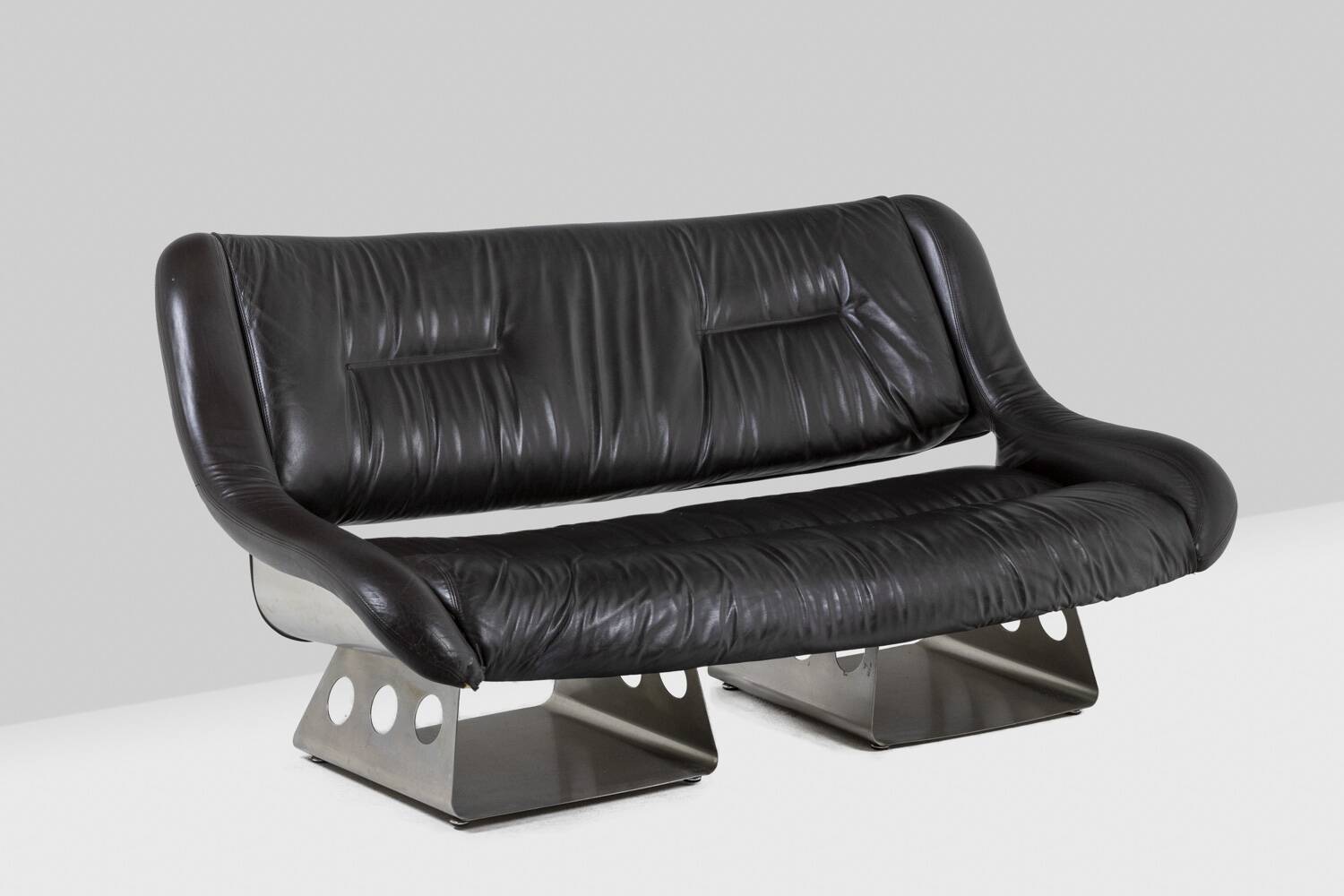 Metal and leather living room. 1970s