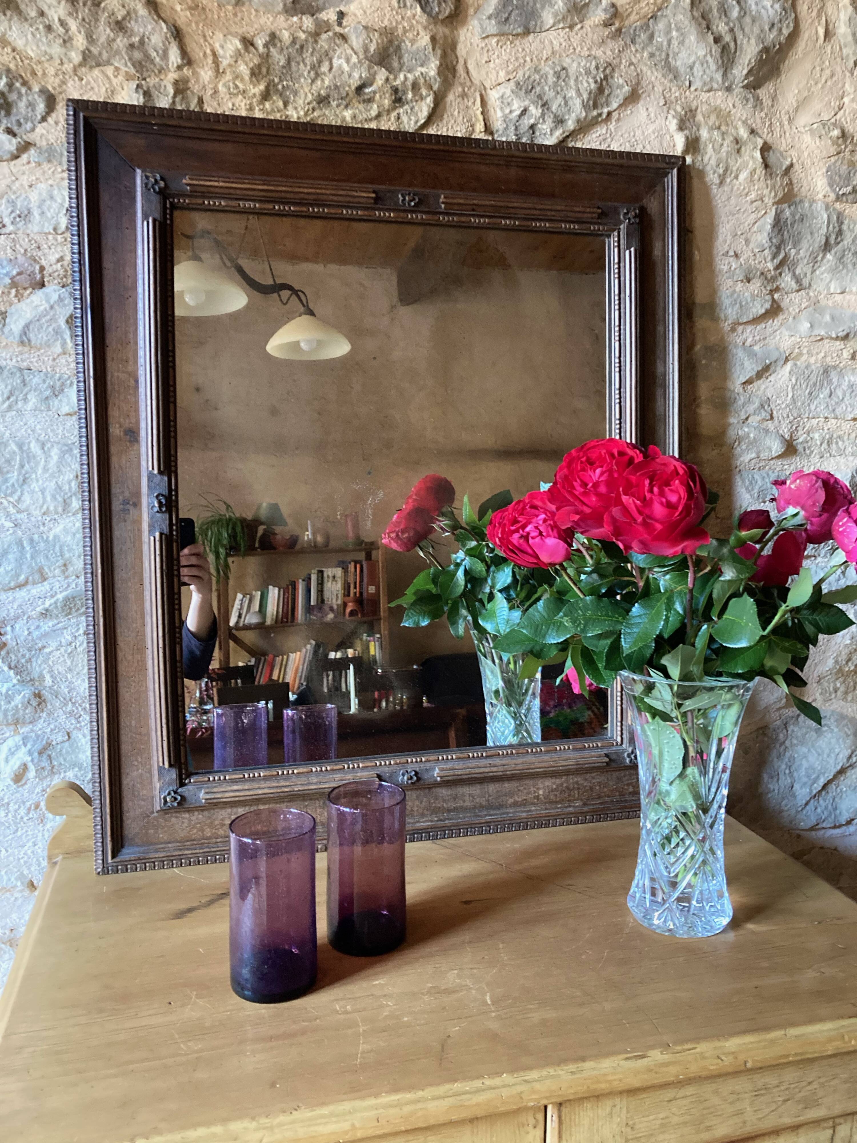 Art deco mirror in varnished wood, 1930s