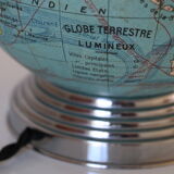 Globe terrestre lumineux verre 1950