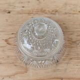 Round molded glass butter dish