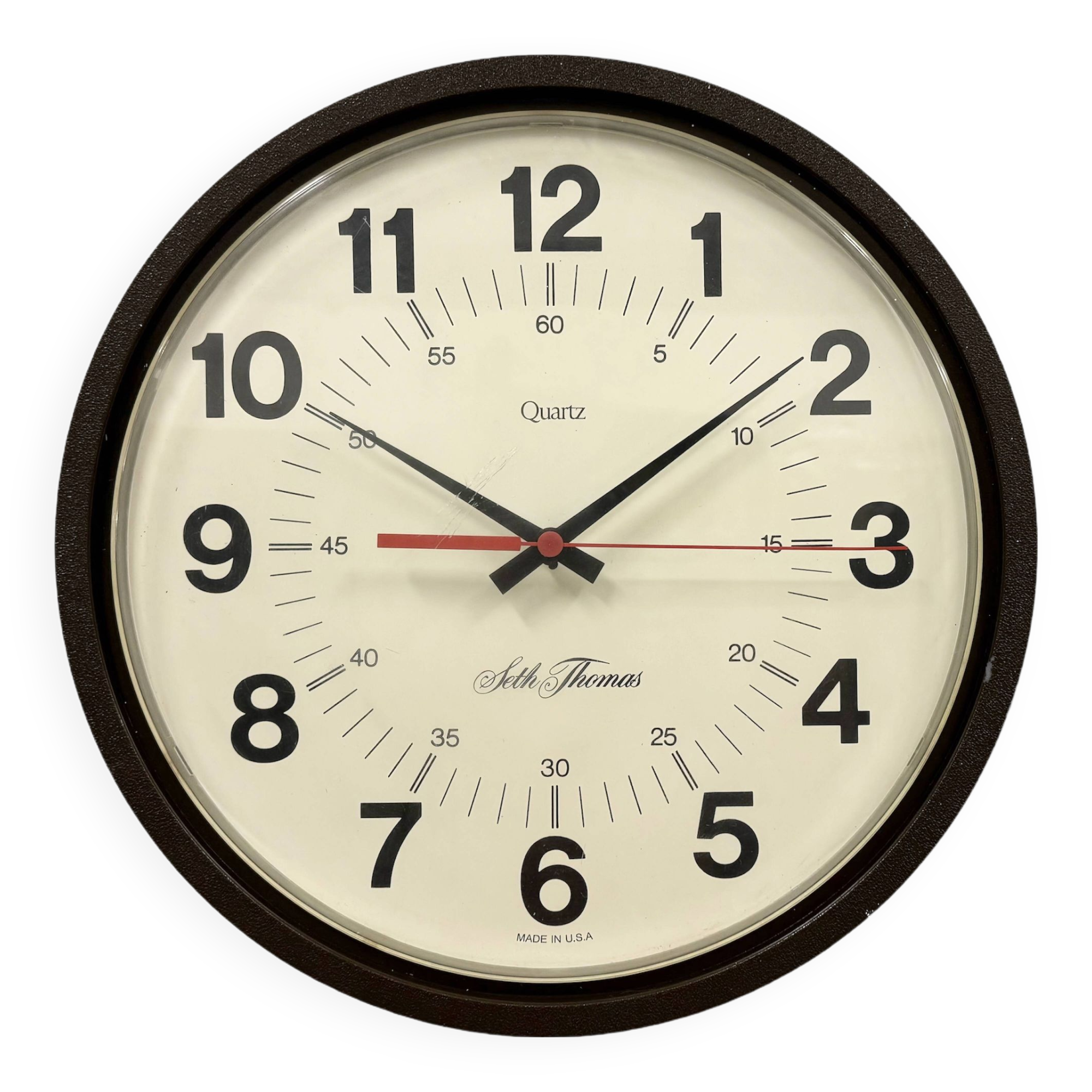 Vintage Brown Bakelite Wall Clock from Seth Thomas, 1980s