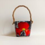 Basket in slurry and wicker 60s Vallauris