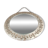 Beautiful brutalist round iron mirror in the RYCKAERT style ATELIER MAROLLES JEAN TOU