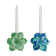 pair of flower candle holders in glass handmade in Italy.