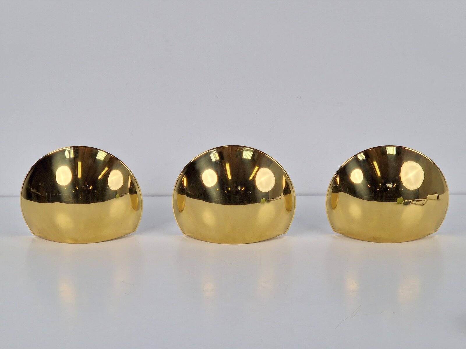 Vintage Half Moon Wall Lamps in Brass, 1980, Set of 3