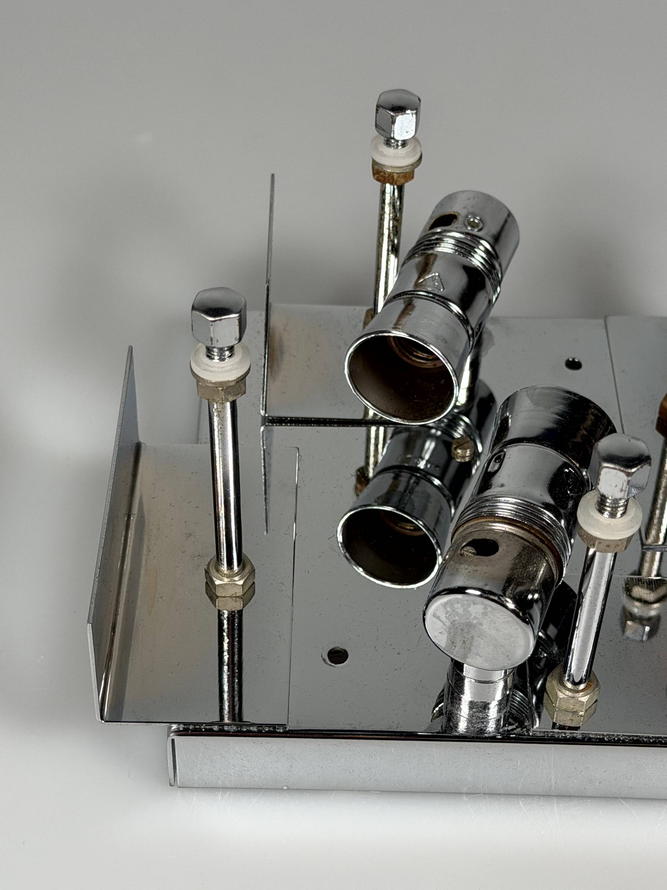 1960s 1970s Wall Sconce by Kinkeldey Lighting Germany in Glass & Chrome