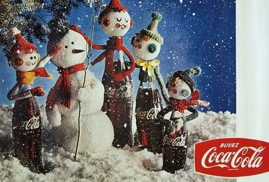 Vintage original coca cola poster 157x115 cm happy holidays