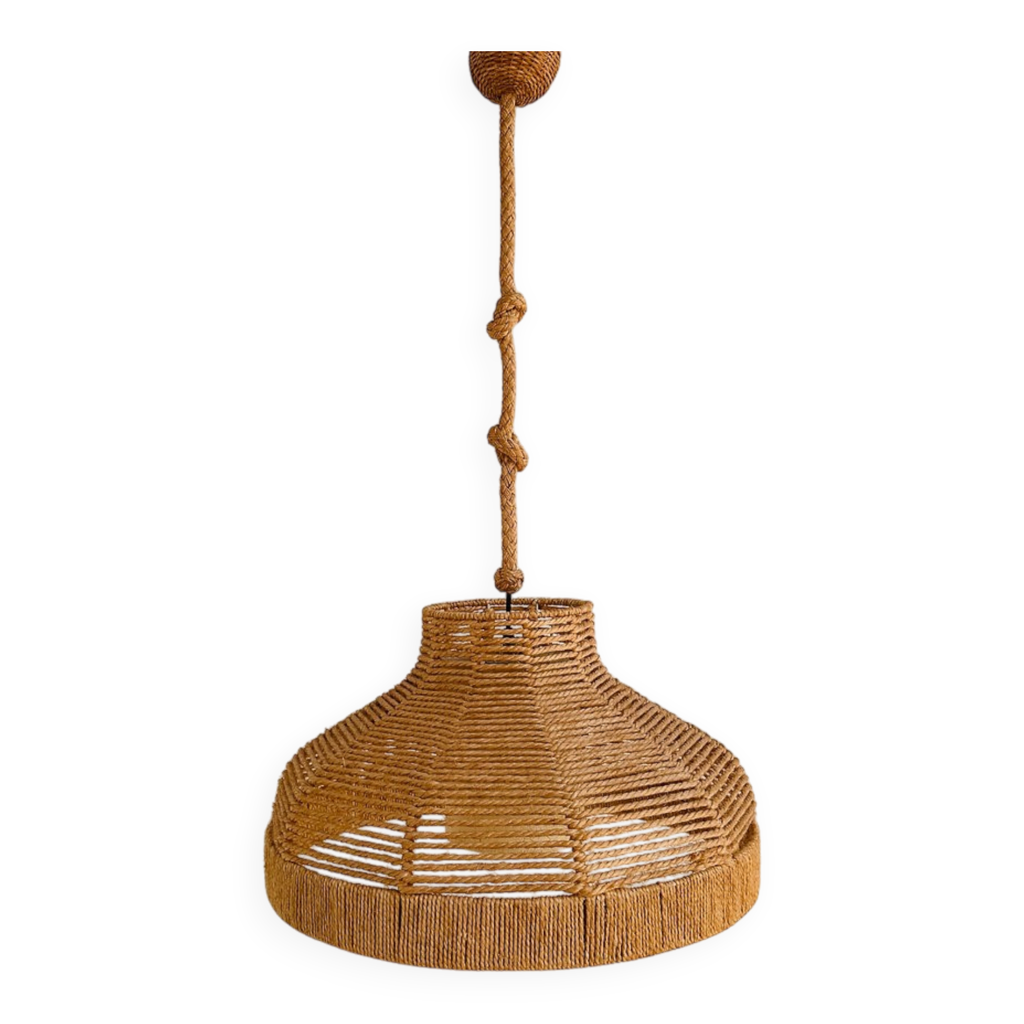 Large rope & jute pendant light, 1970s