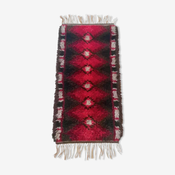 Scandinavian rya carpet in thick wool suede 1970