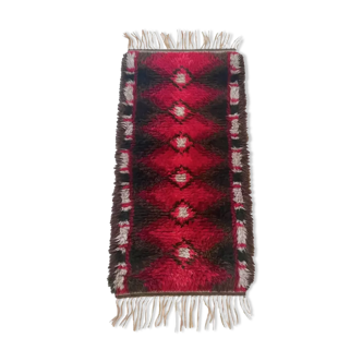 Scandinavian rya carpet in thick wool suede 1970