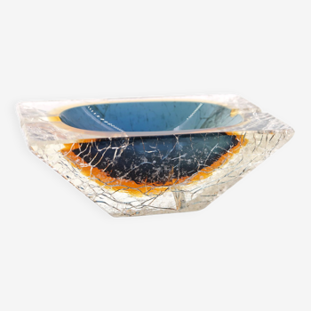 Cendrier en verre craquelé de Murano, Italie années 70