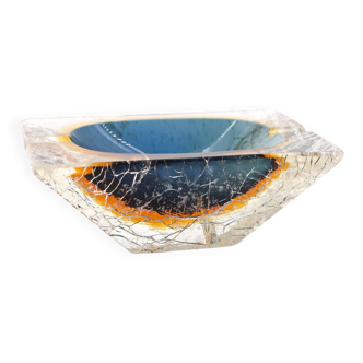 Cracked glass ashtray from Murano, Italy 70s