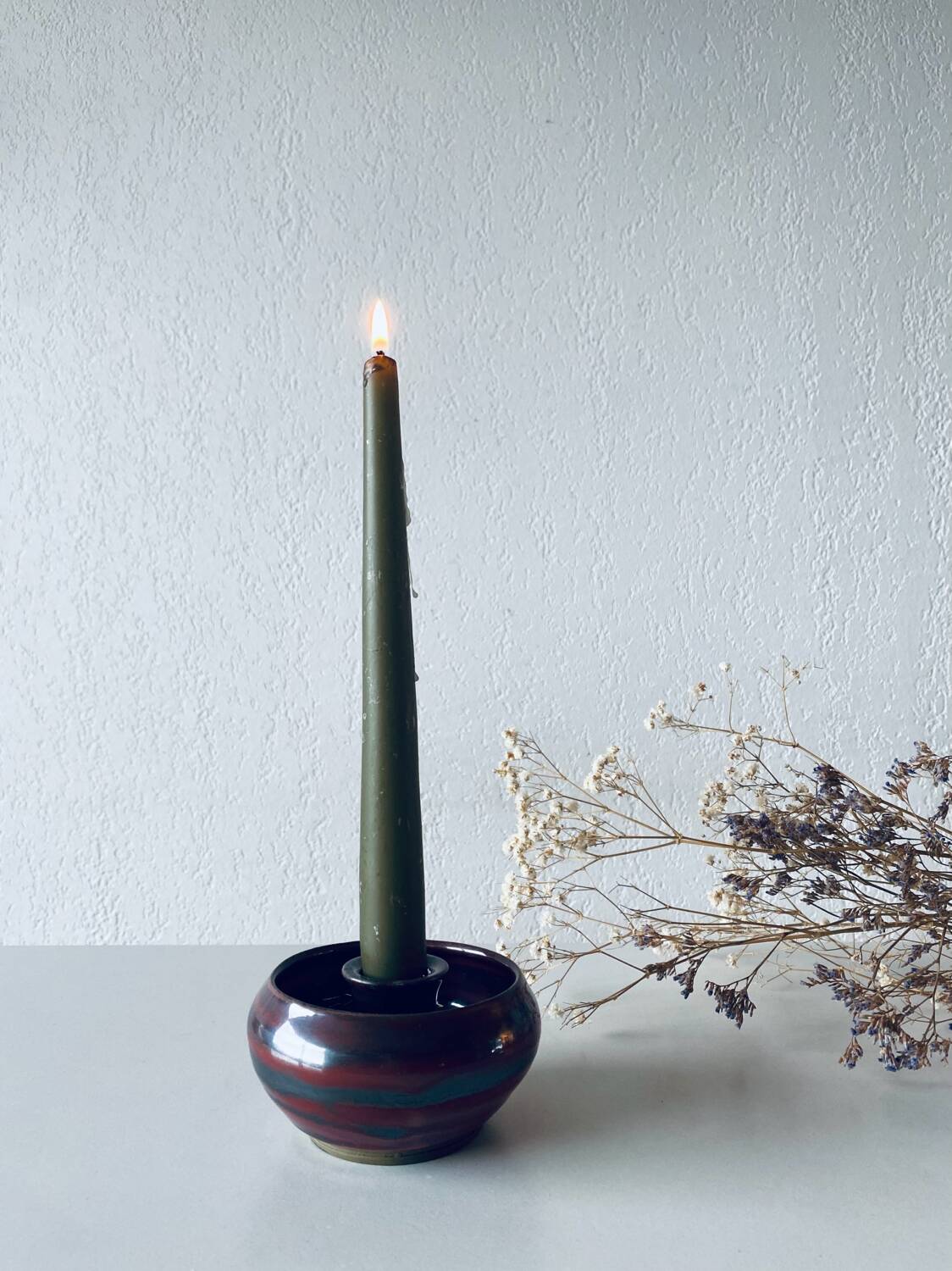 Ceramic candle holder signed