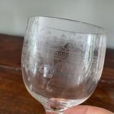 set of two old engraved crystal glasses