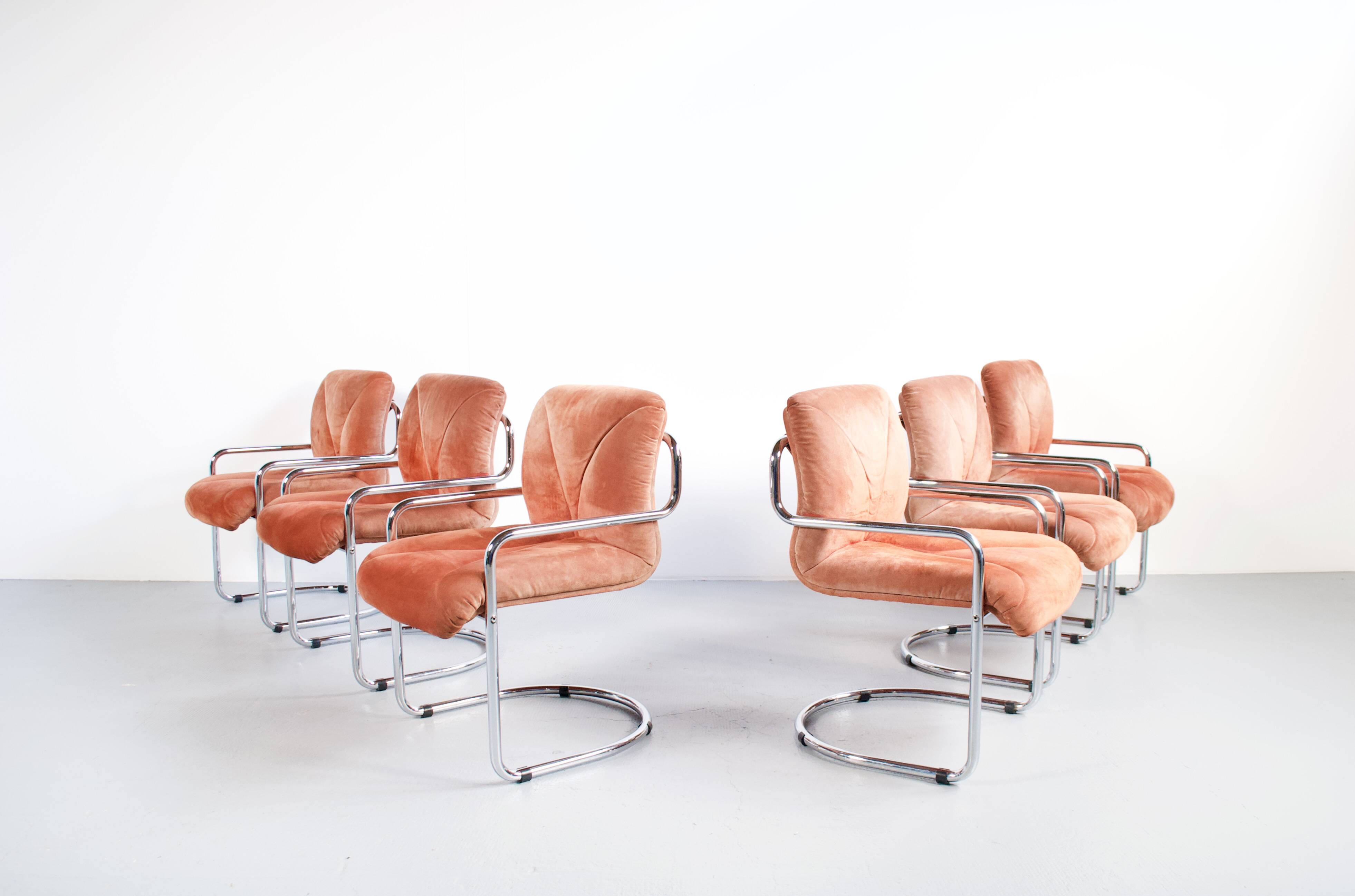 Set of 6 armchairs by Guido Faleschini, 1970s, Mariani Italia, publisher